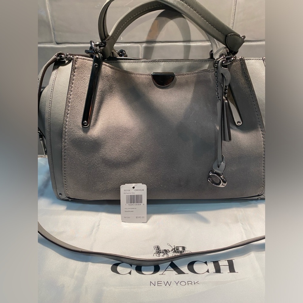 Coach Mixed Leather Dreamer 36 Handbag Gray